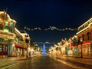 Mickey Wreaths and Big Christmas Tree on Disneyland