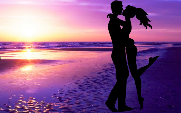 valentine day wallpaper 2014 love-couple-sunset-beach